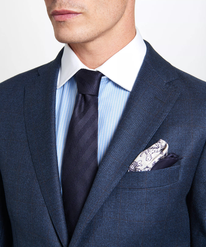Navy & Neutral Tailored Fit Pow Check Jacket