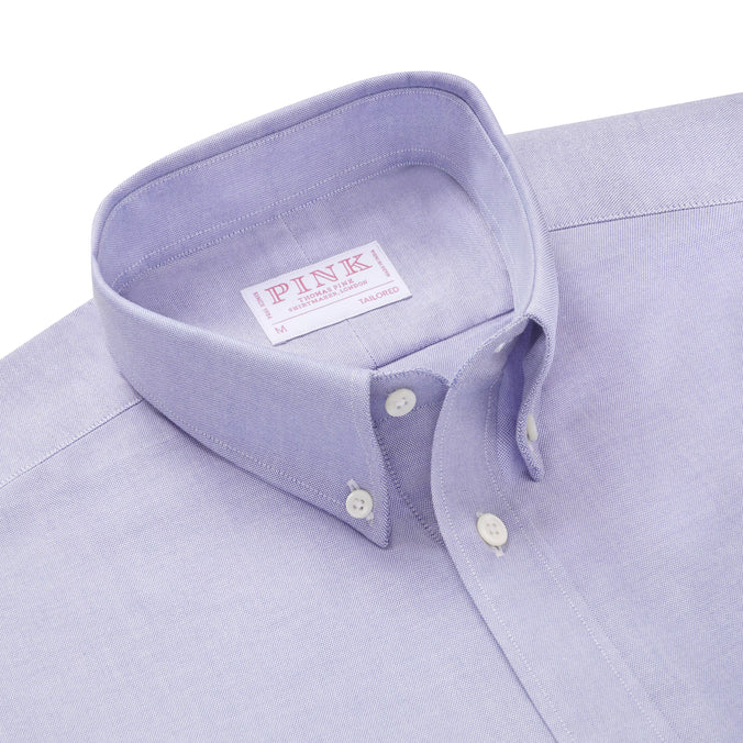 Blue Tailored Fit Smart Casual Button Down Open Weave Oxford Shirt