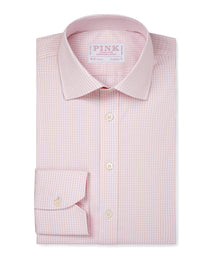 Camisa Formal Essential de Cuadros Gingham Corte Clásico Rosa Pálido y Blanco