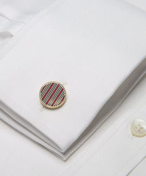 Pink & White Enamel Striped Cufflinks