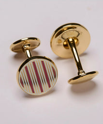 Pink & White Enamel Striped Cufflinks