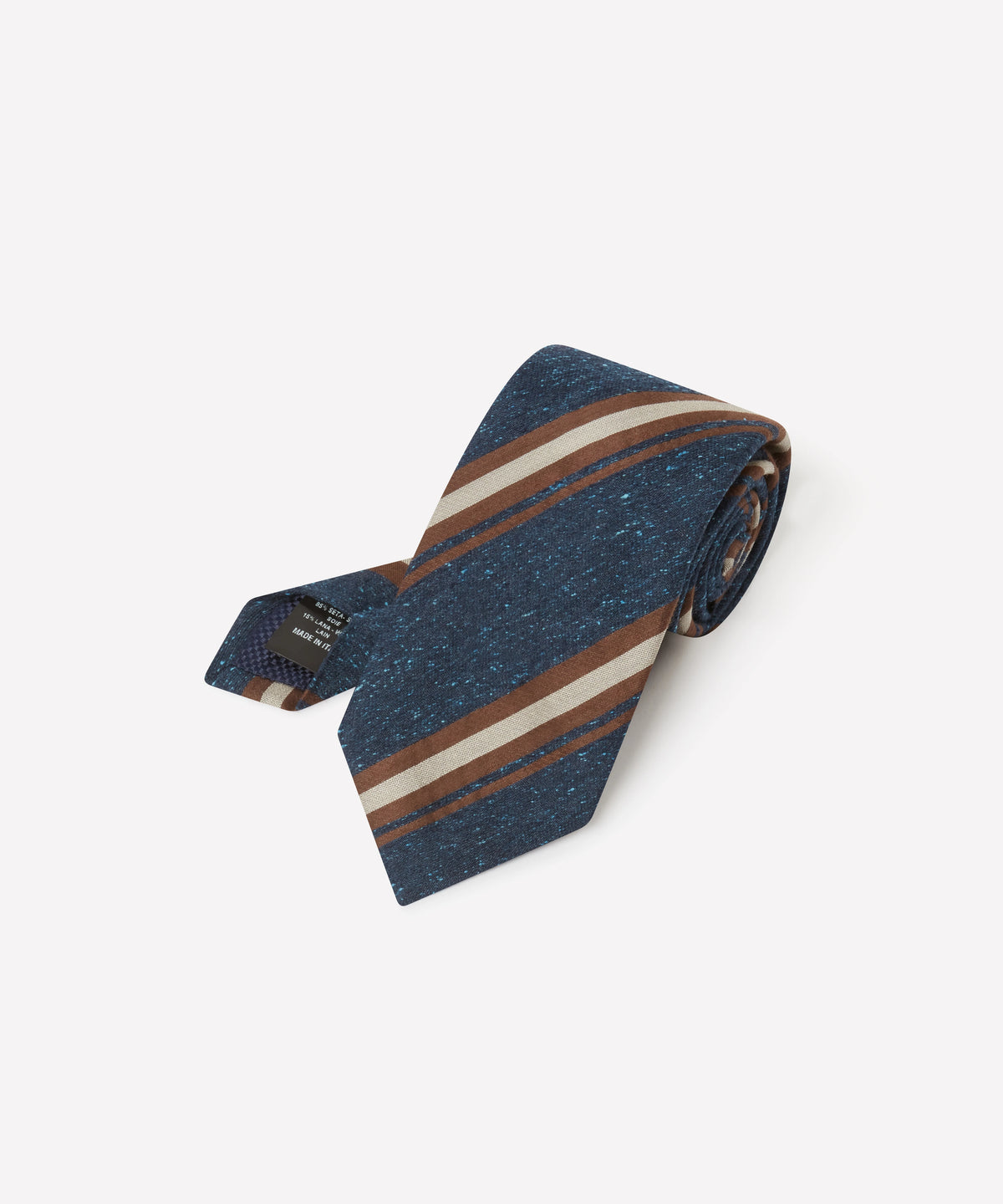 Blue & Neutral Slub Contrast Stripe Silk Tie