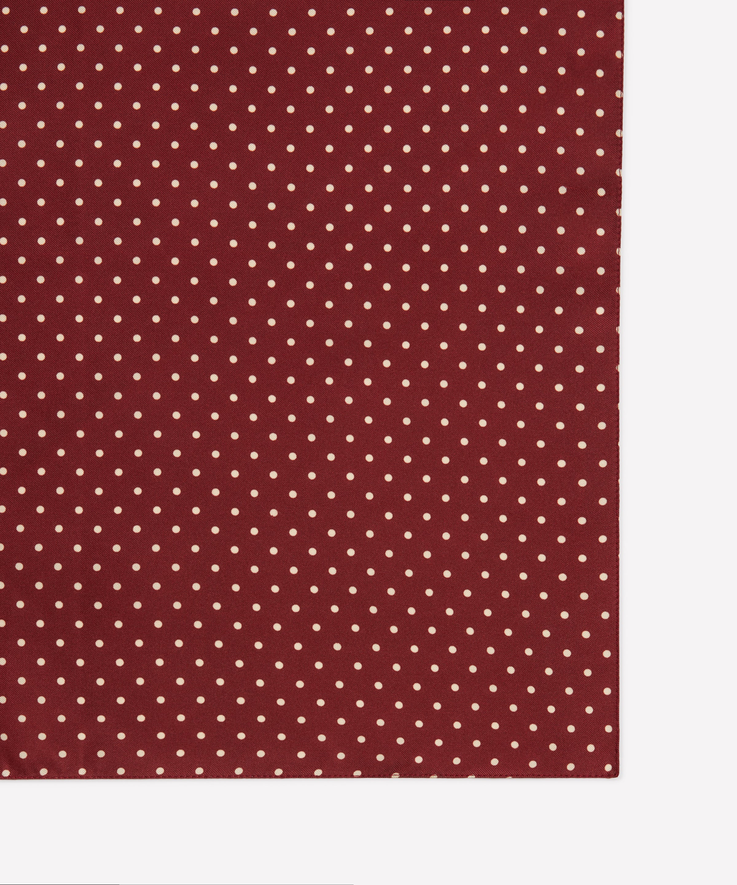 Pañuelo de bolsillo de seda con lunares en rojo y neutro