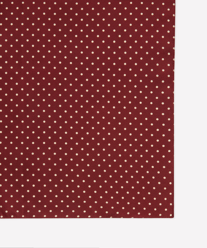 Red & Neutral Polka Dot Silk Pocket Square