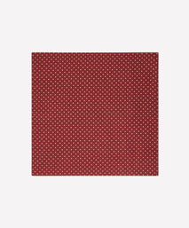 Pañuelo de bolsillo de seda con lunares en rojo y neutro