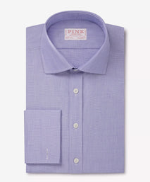 Blue Tailored Fit Double Cuff End on End Formal Shirt