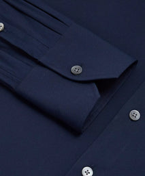 Navy Blue Slim Fit Stretch Plain Poplin Formal Shirt