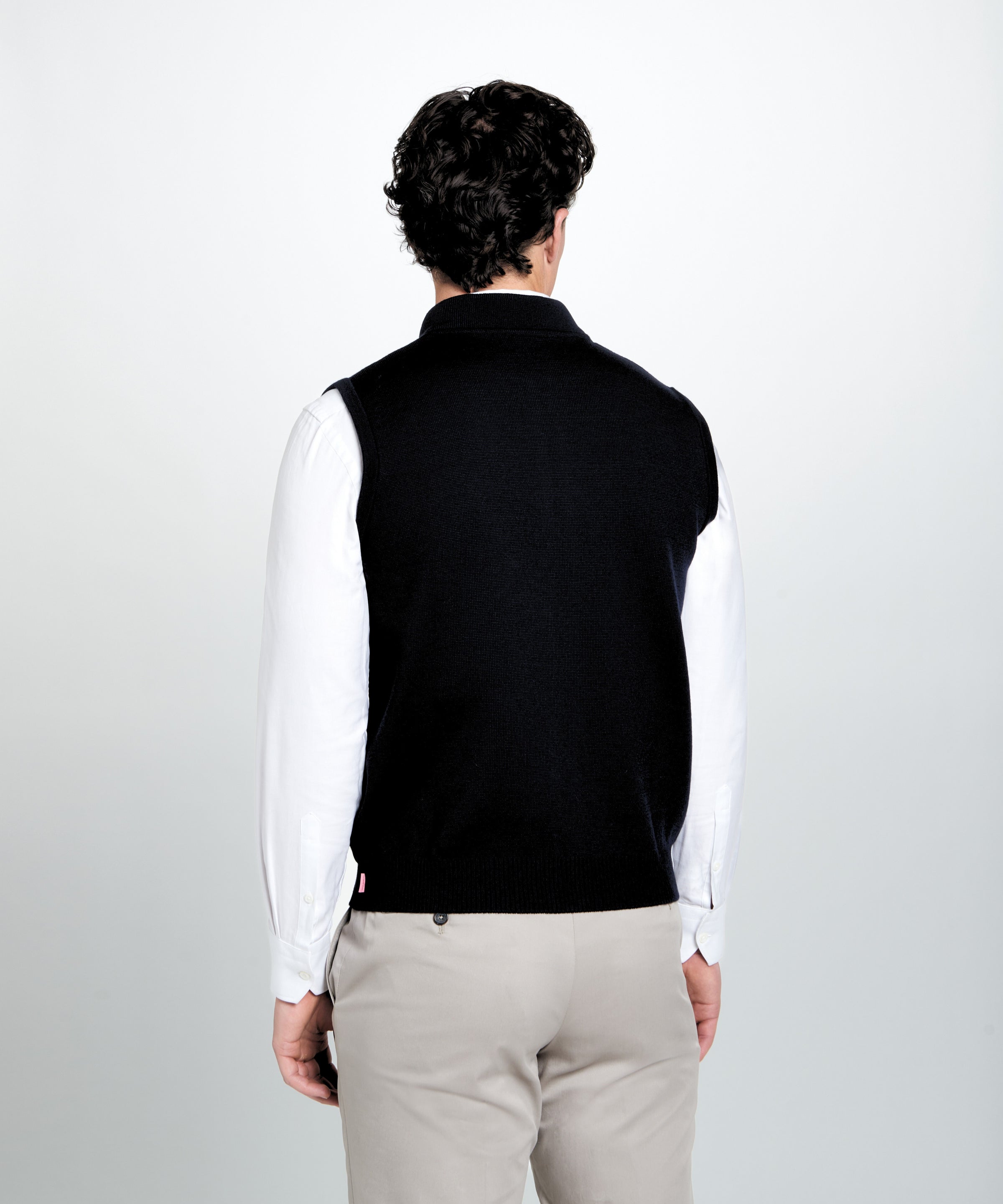 Black Knitted Merino Wool Zipper Gilet