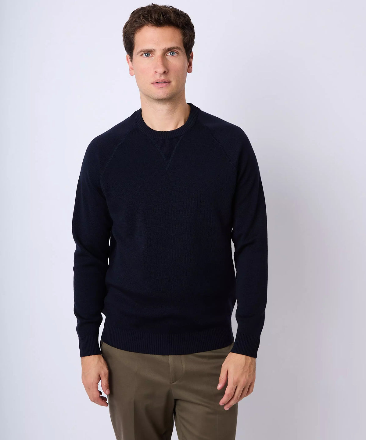 Navy Blue Knitted Crew Neck Sweatshirt