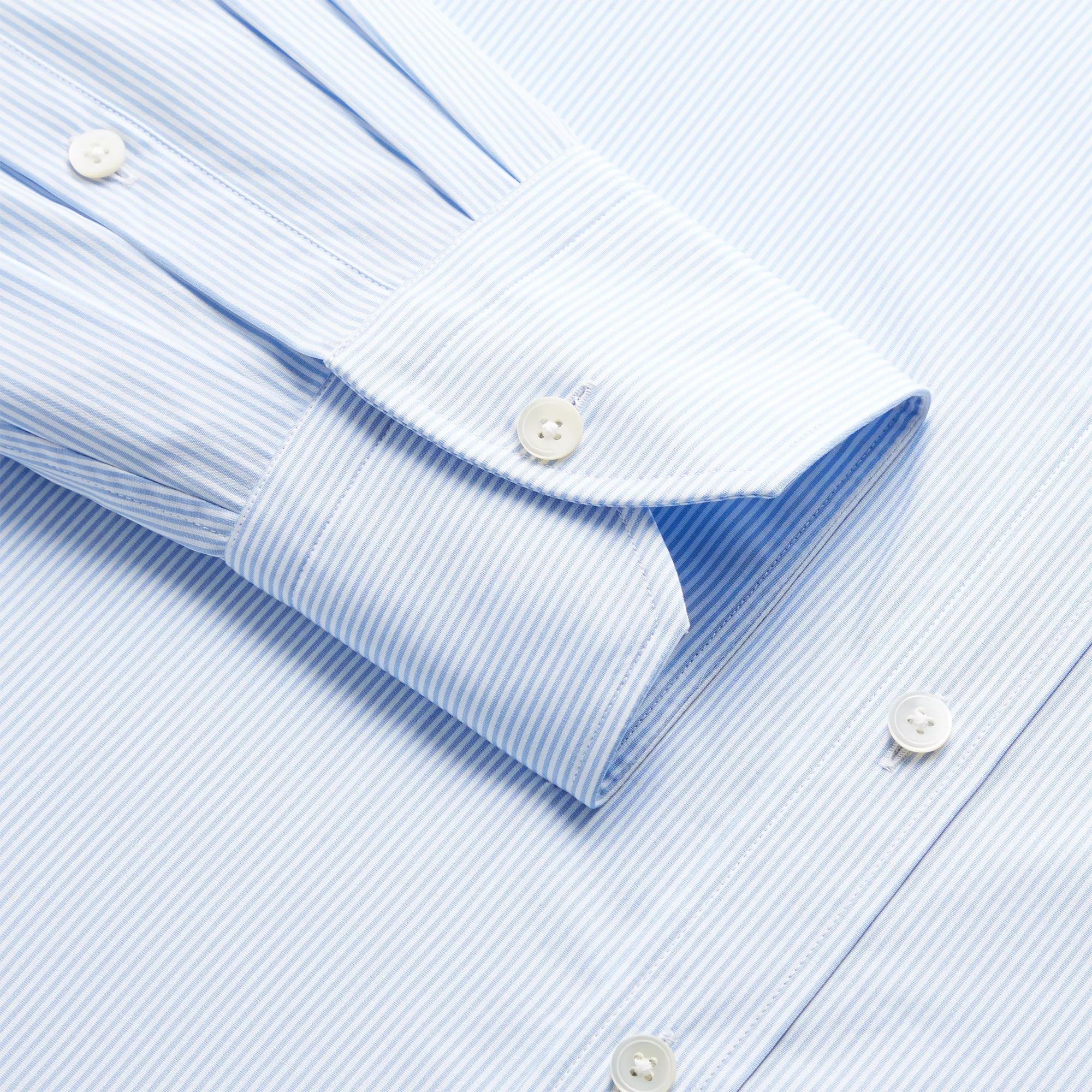 Seas Blue & White Tailored Fit Supraluxe Fine Bengal Formal Shirt