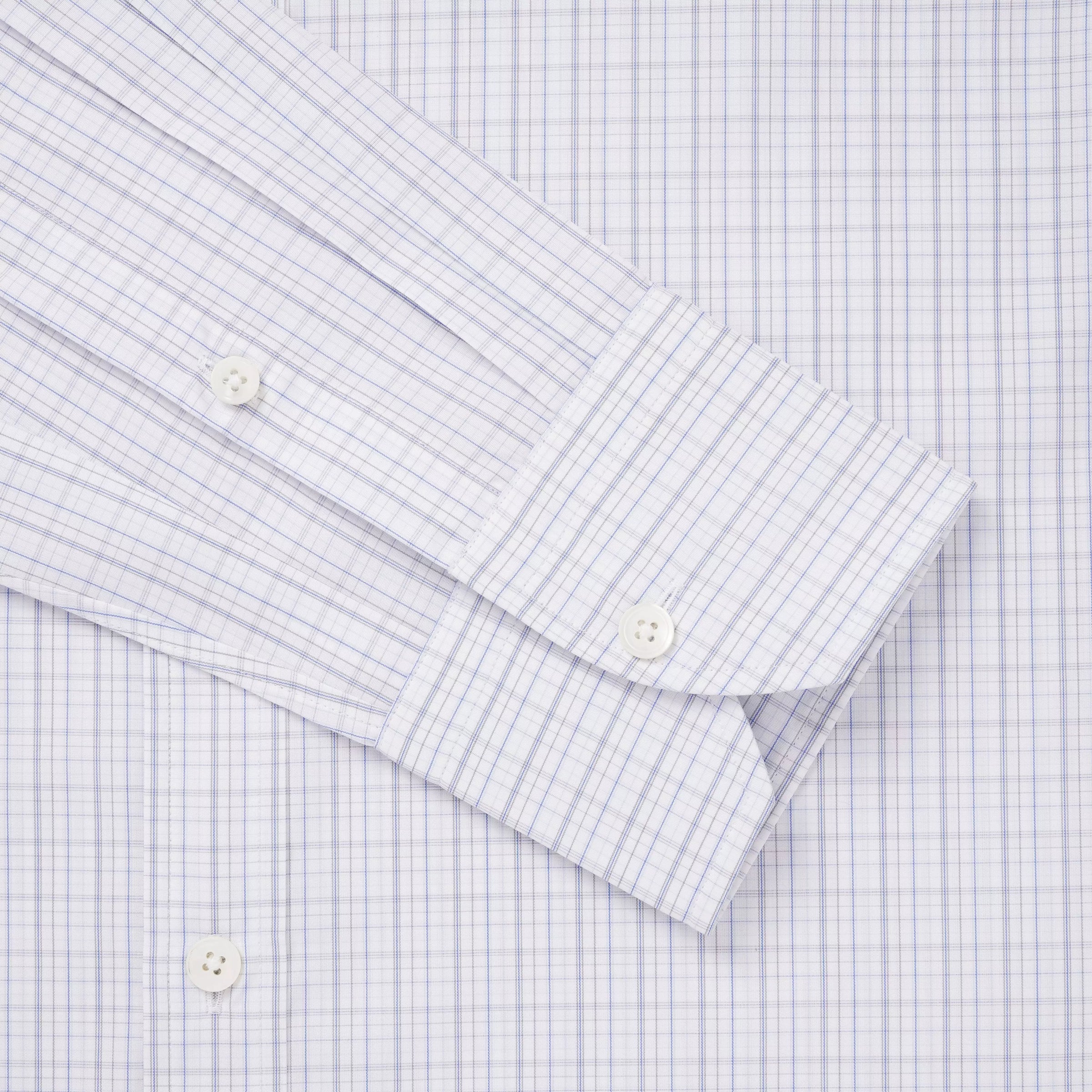 Blue & Grey Slim Fit Supraluxe Multi Check Formal Shirt