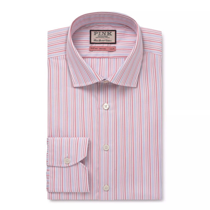 Pink & Blue Classic Fit Supraluxe Multi Stripe Formal Shirt