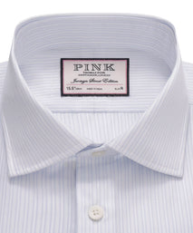 Pale Blue & White Slim Fit Formal Dobby Satin Stripe Shirt