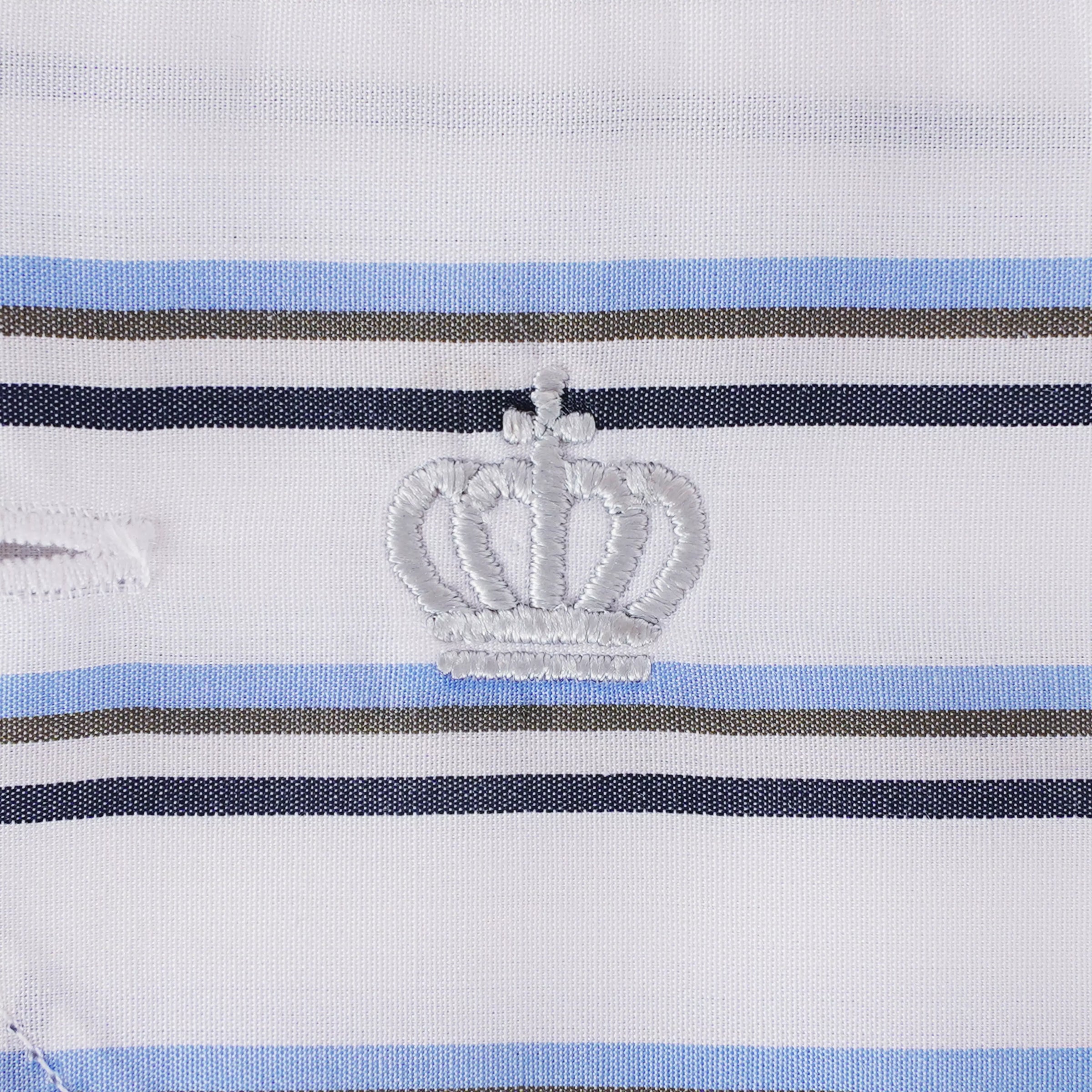 White & Blue Classic Fit Smart Casual Jubilee End On End Shirt