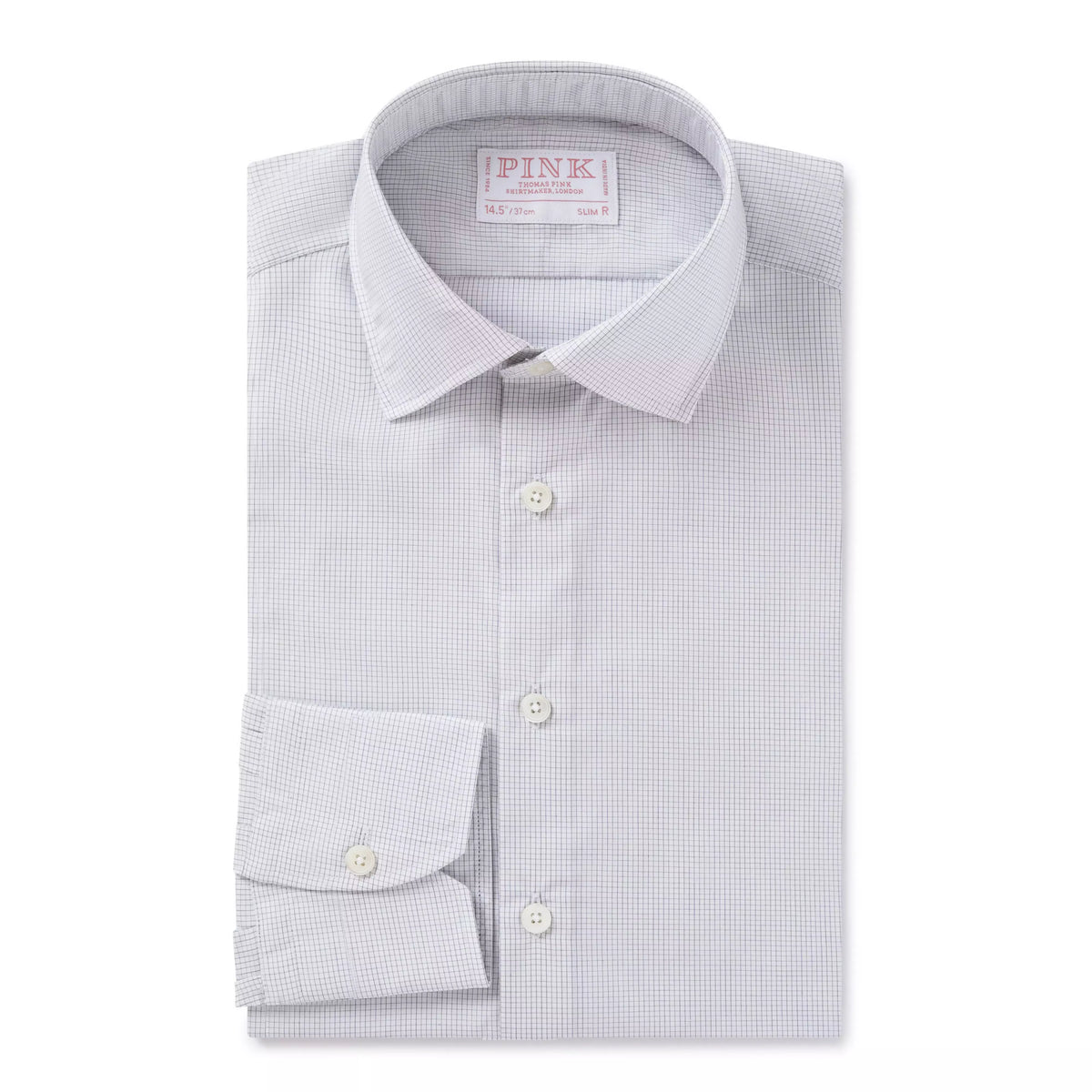 White & Black Slim Fit Micro Grid Check Formal Shirt