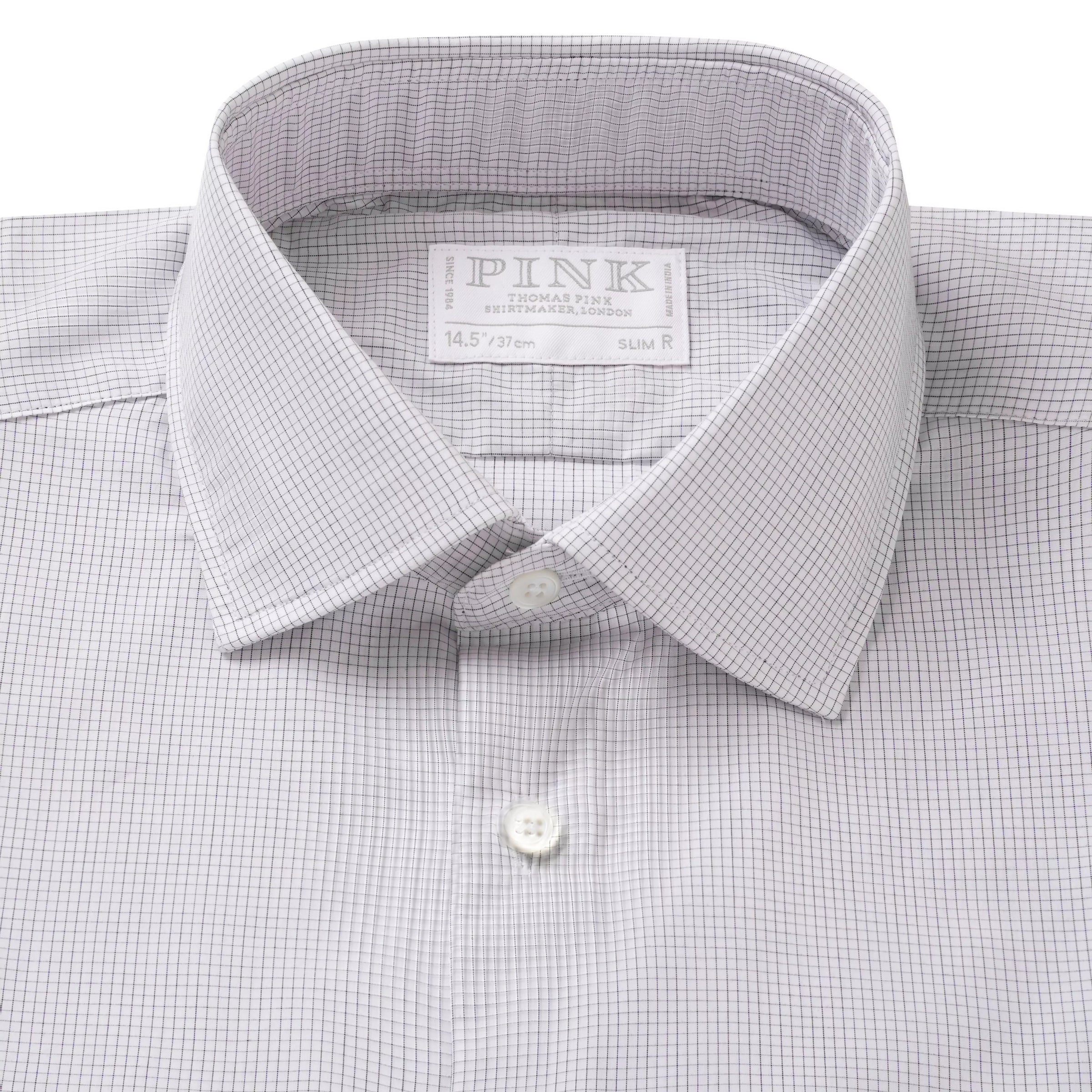 White & Black Slim Fit Micro Grid Check Formal Shirt