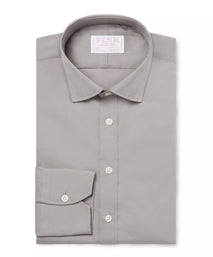 Pale Grey Athletic Fit Poplin Stretch Formal Shirt