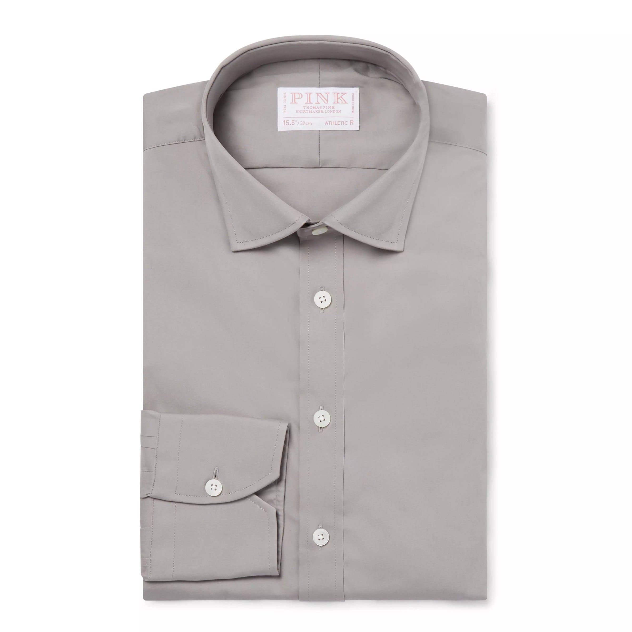 Pale Grey Athletic Fit Poplin Stretch Formal Shirt