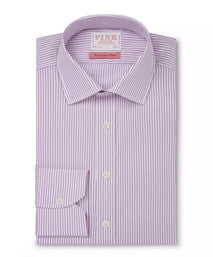 White & Pink Slim Fit Stripe Formal Shirt