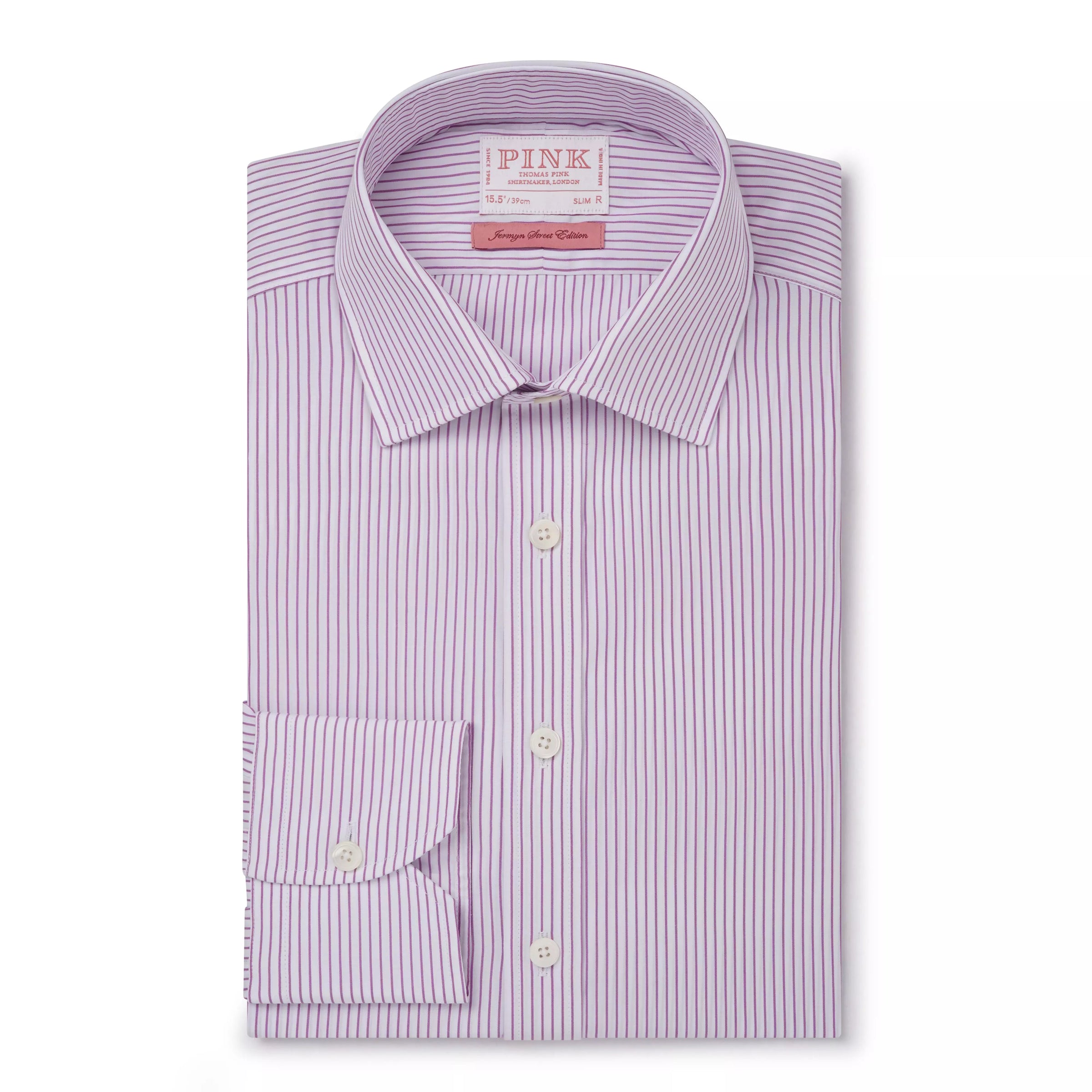 White & Pink Slim Fit Stripe Formal Shirt