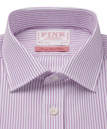 White & Pink Slim Fit Stripe Formal Shirt
