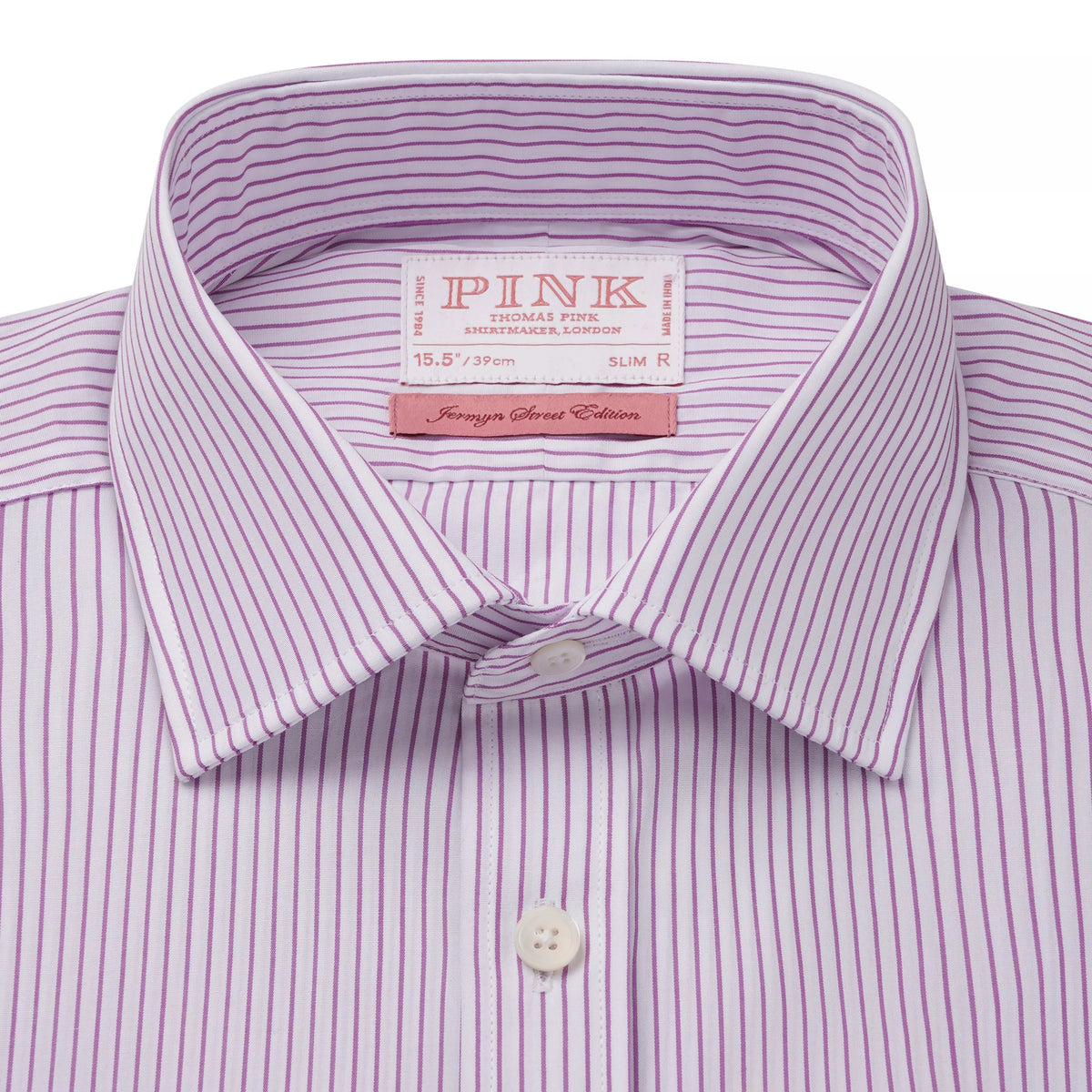 White & Pink Slim Fit Stripe Formal Shirt