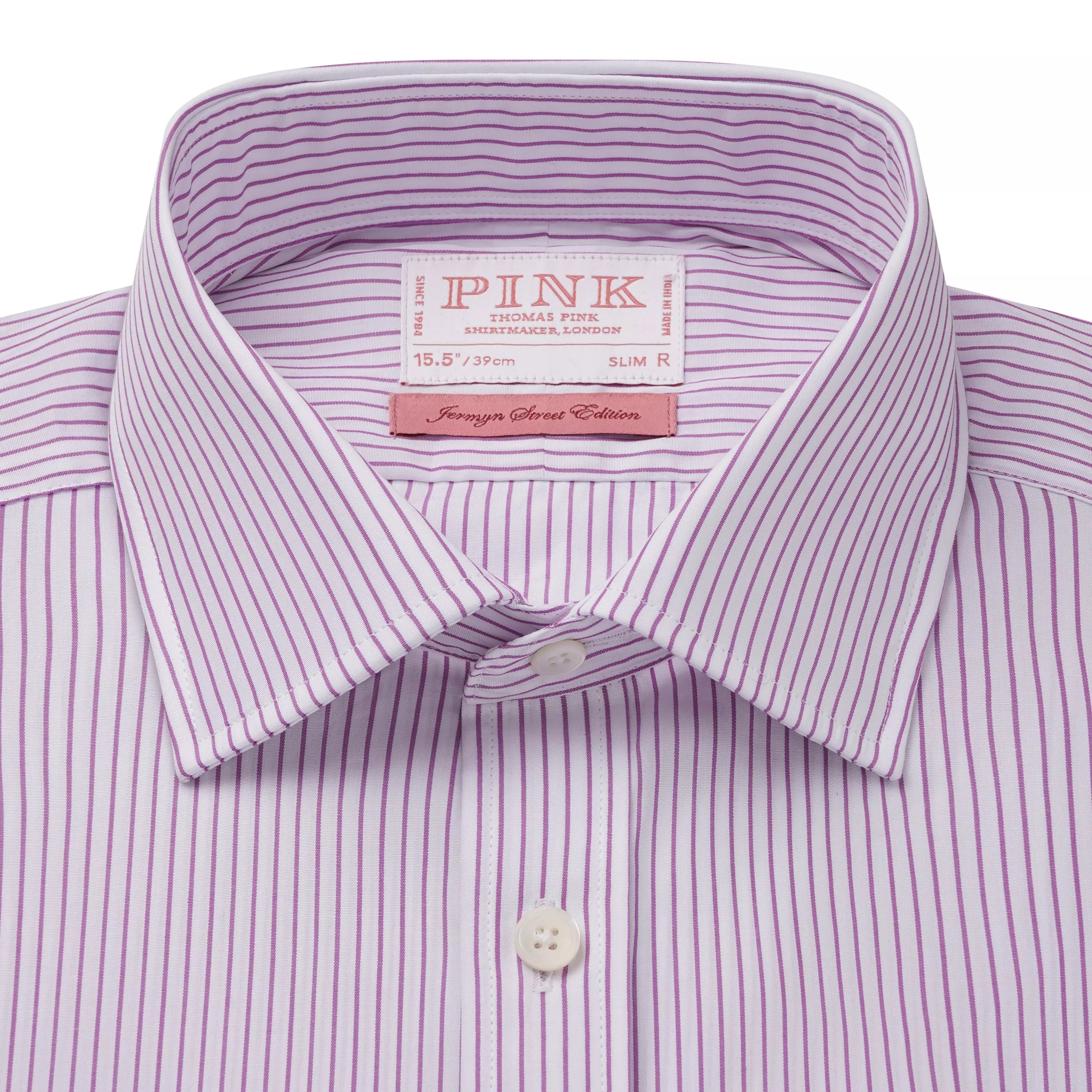 White & Pink Slim Fit Stripe Formal Shirt