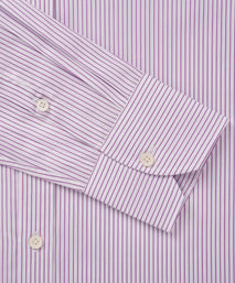 White & Pink Slim Fit Stripe Formal Shirt