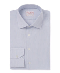 Pale Blue & White Slim Fit Fine Striped Slub Formal Shirt