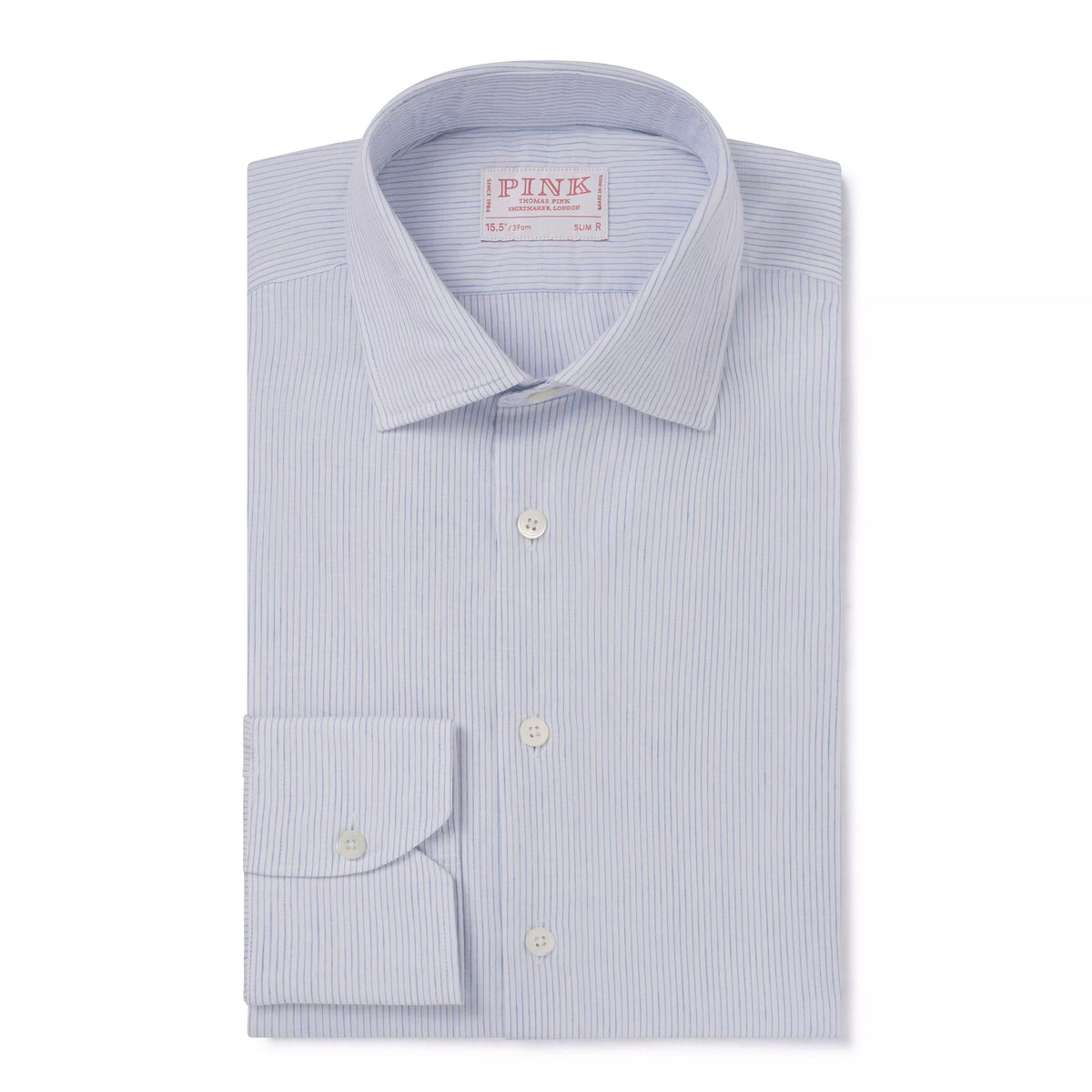 Pale Blue & White Slim Fit Fine Striped Slub Formal Shirt