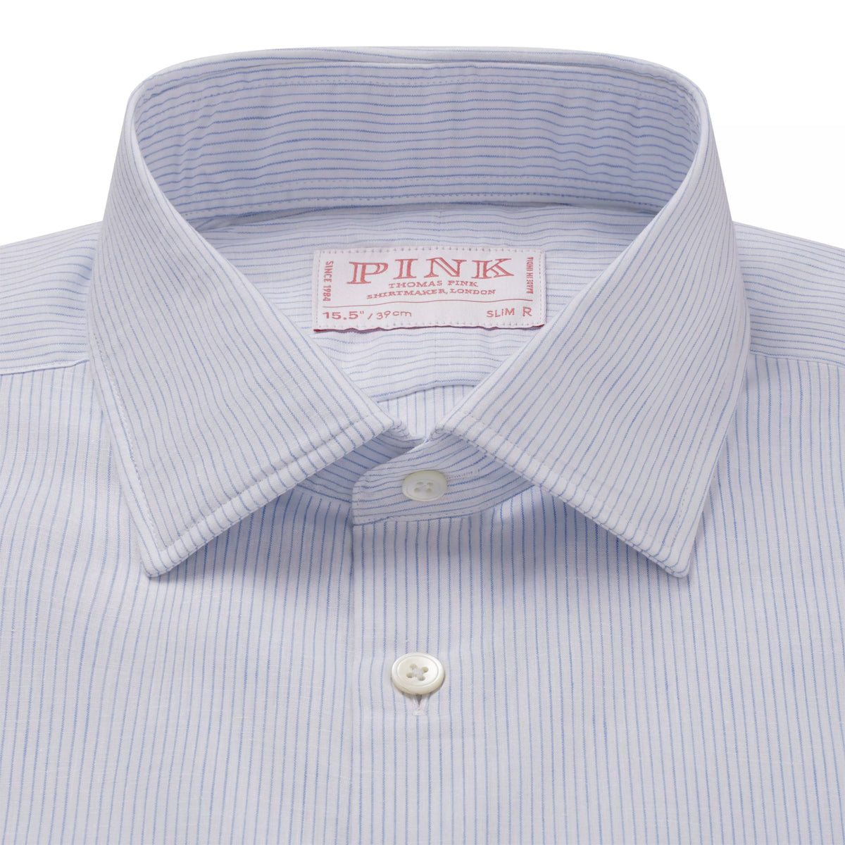 Pale Blue & White Slim Fit Fine Striped Slub Formal Shirt