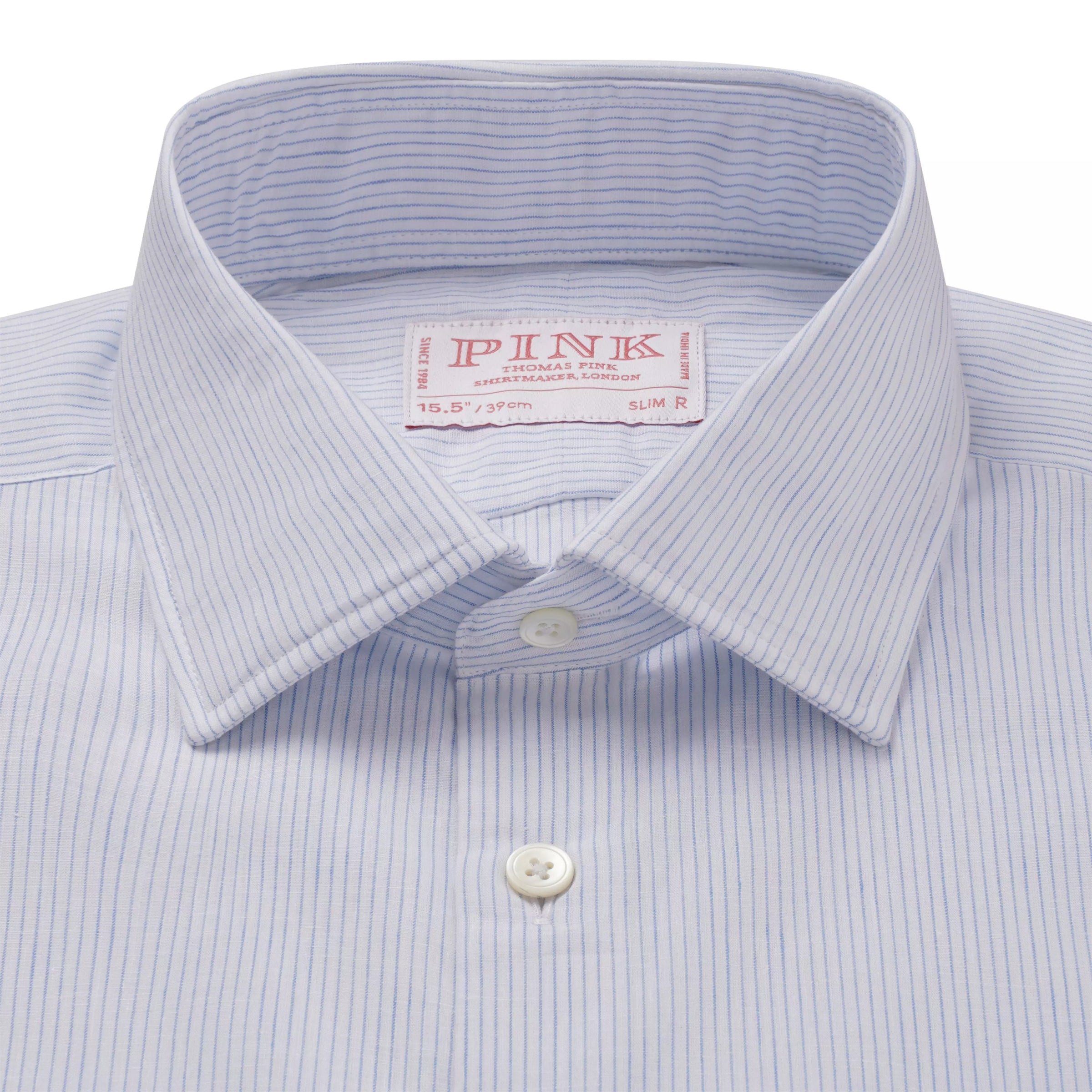 Pale Blue & White Slim Fit Fine Striped Slub Formal Shirt