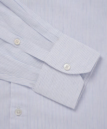 Pale Blue & White Slim Fit Fine Striped Slub Formal Shirt