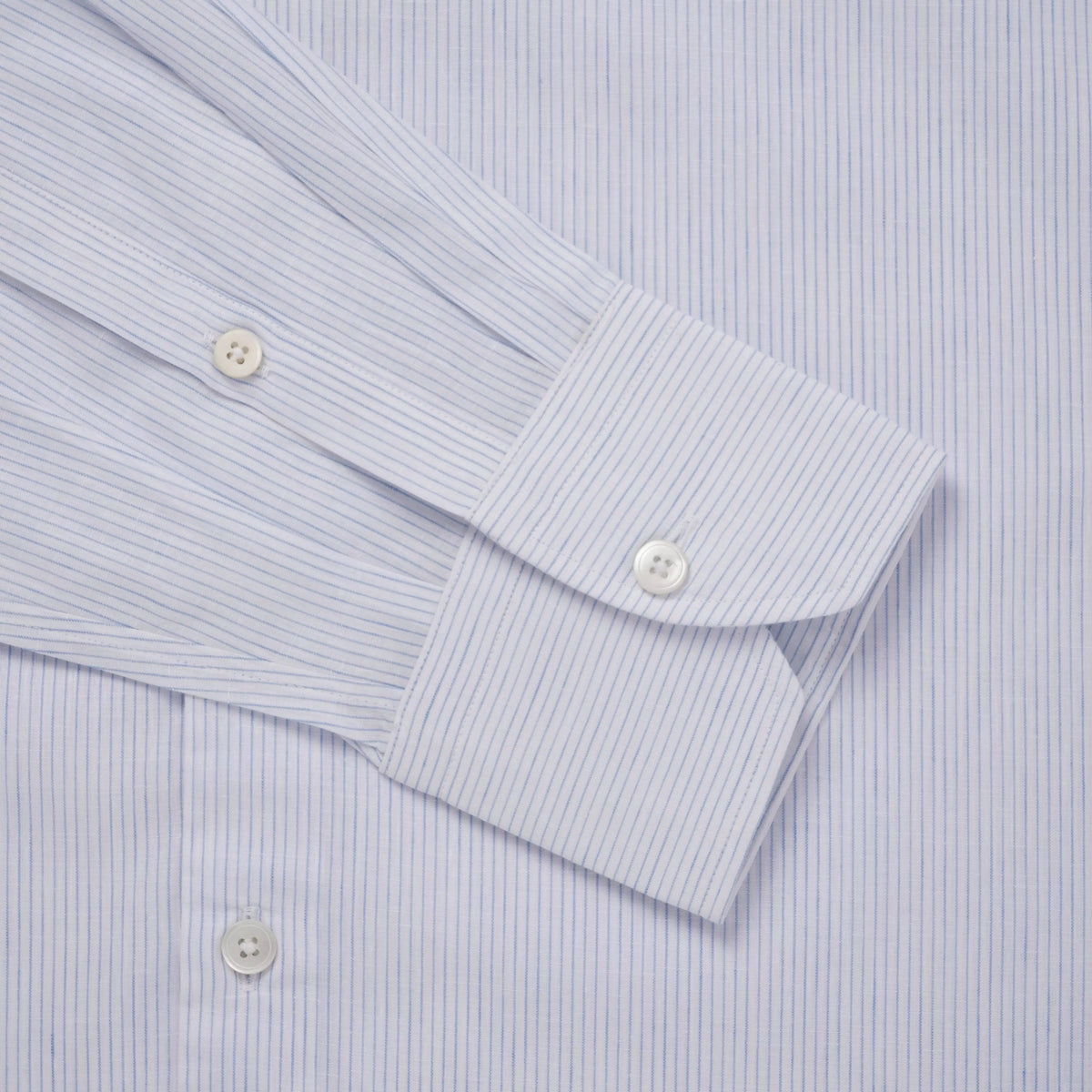 Pale Blue & White Slim Fit Fine Striped Slub Formal Shirt