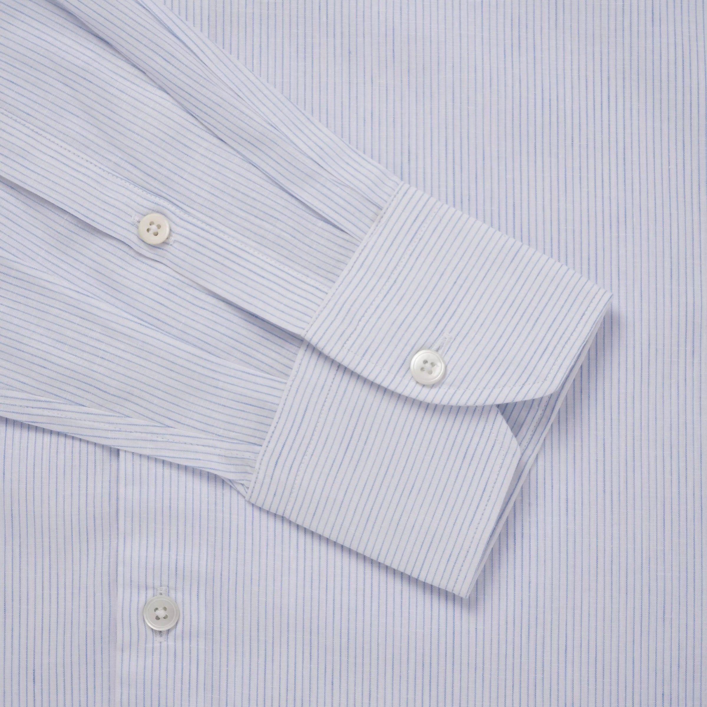 Pale Blue & White Slim Fit Fine Striped Slub Formal Shirt