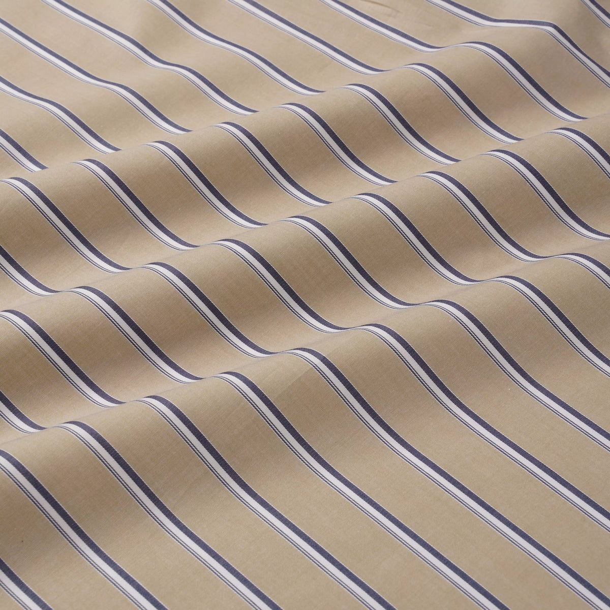 Beige & Blue Classic Fit Twill Multi Stripe Formal Shirt