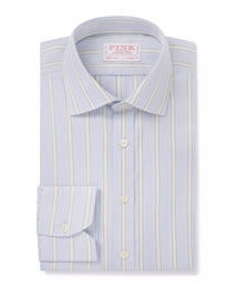 Pale Blue & Multi Classic Fit Track Stripe Marcella Formal Shirt