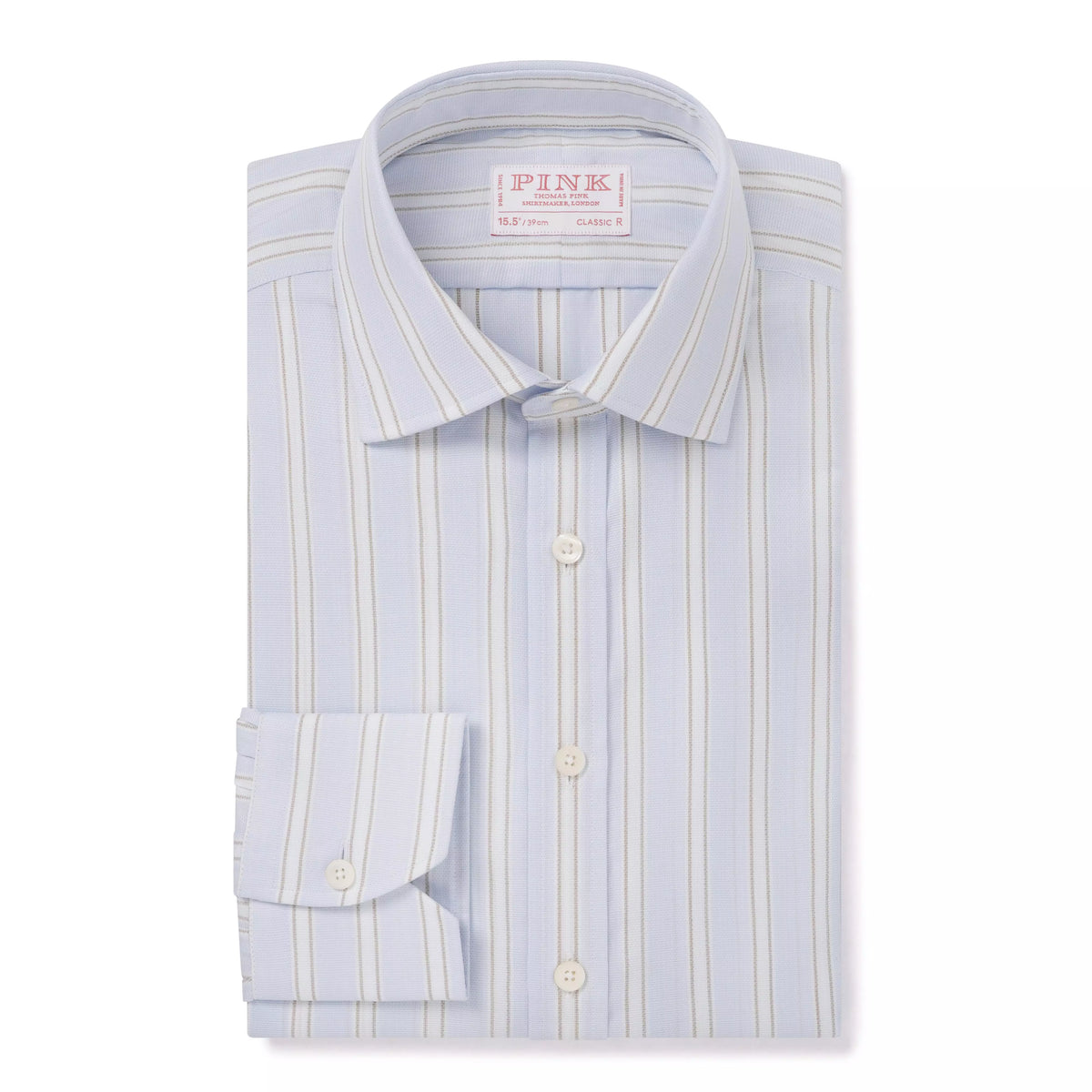 Pale Blue & Multi Classic Fit Track Stripe Marcella Formal Shirt