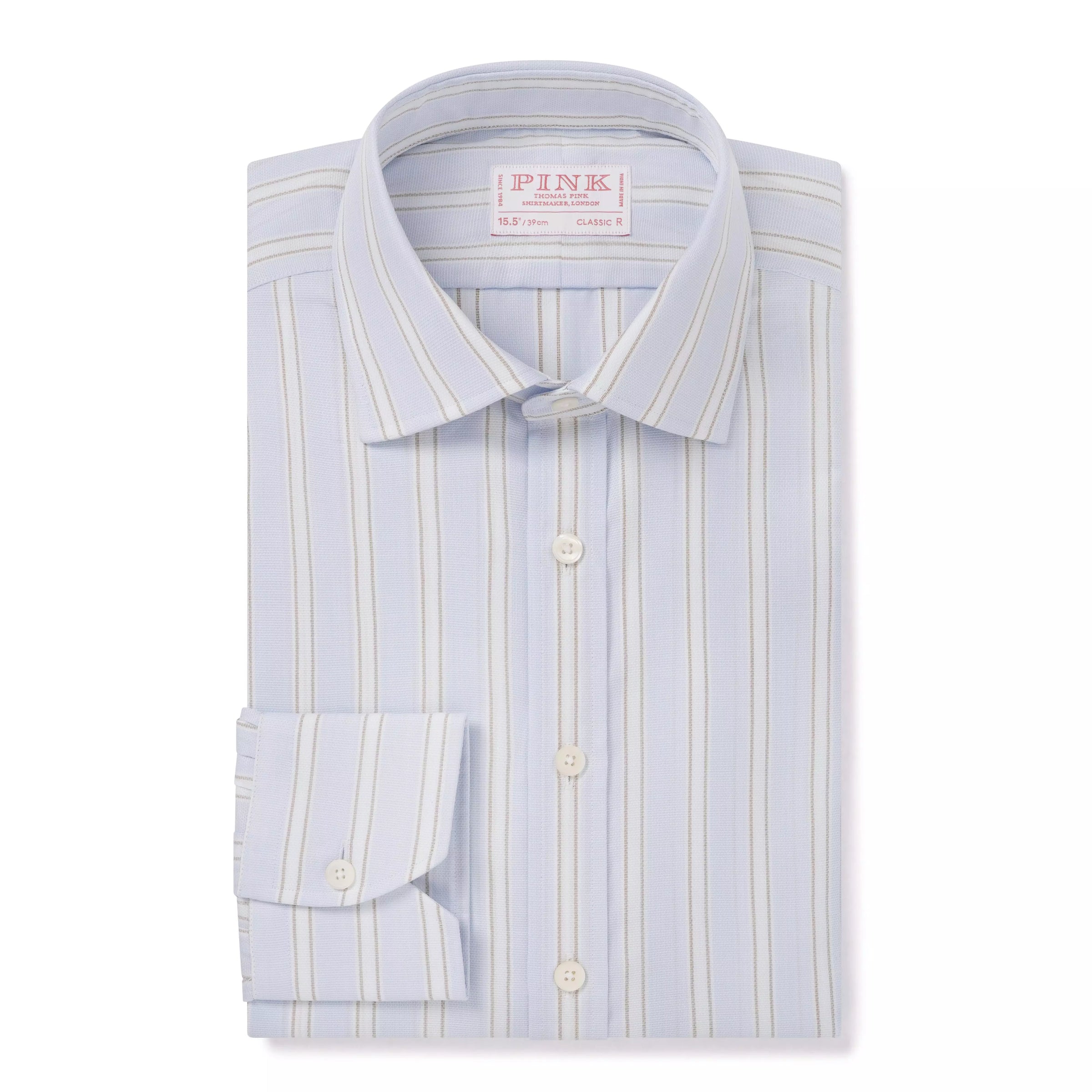 Pale Blue & Multi Classic Fit Track Stripe Marcella Formal Shirt
