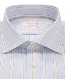 Pale Blue & Multi Classic Fit Track Stripe Marcella Formal Shirt