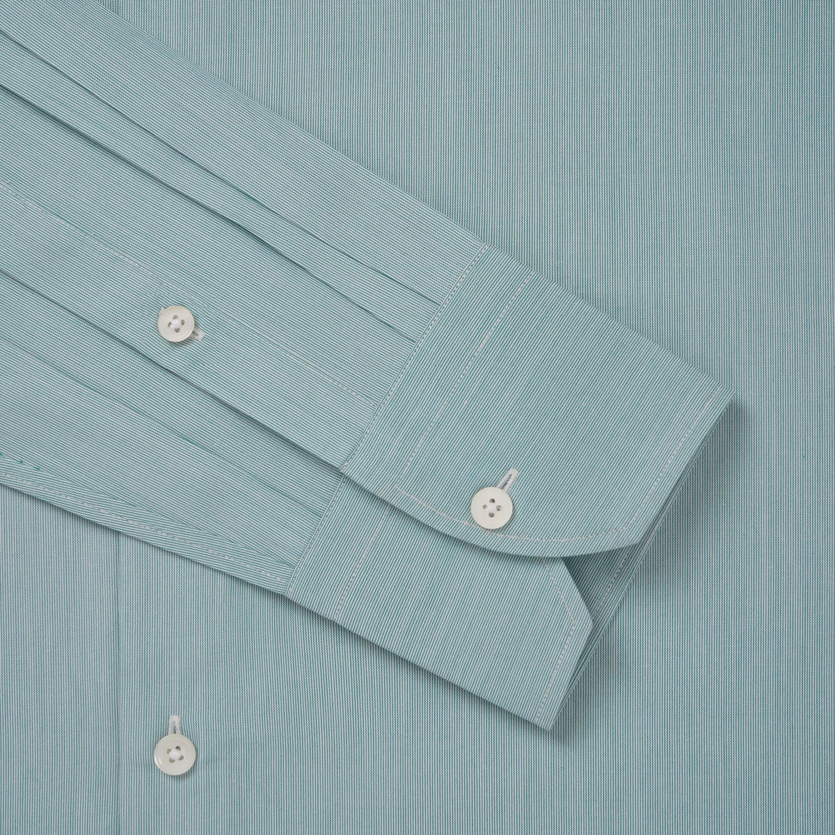 Deep Green & White Slim Fit Hairline Rope Stripe Formal Shirt
